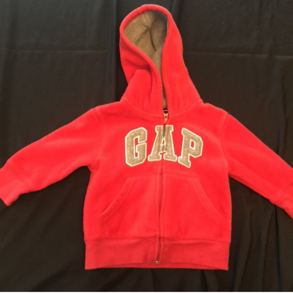 Gap red fleece zip up hoodie